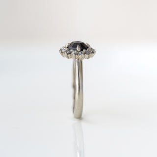 Black Rose Cut Diamond Halo Ring