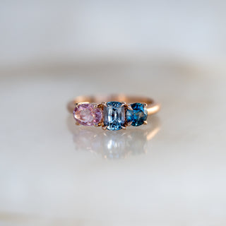 Tri-Colored Sapphire Trinity Ring