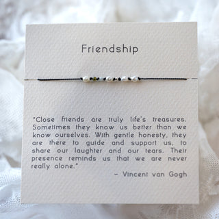 "Friendship" Bracelet on Black Silk Thread