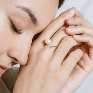 Diamond Pearl Open Ring