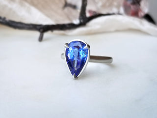 Modern Vintage Inspired Pear Shaped Tanzanite Ring