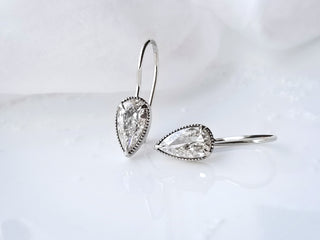 Modern Vintage Inspired Pear Shaped Diamond Earrings