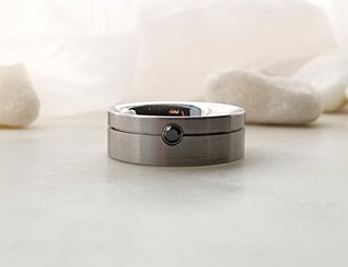 Stainless Steel Band With Black Diamond