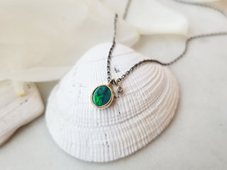 Black Australian Opal And Diamond Necklace