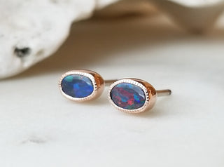 Black Opal Stud Earrings