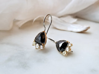 Trilliant Rose Cut Black Diamond Earrings