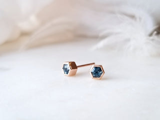 Hexagon Blue Montana Sapphire Earrings