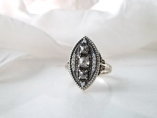 Salt & Pepper Rose Cut Diamond Trio Ring