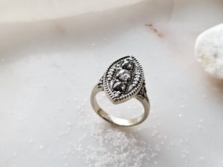 Salt & Pepper Rose Cut Diamond Trio Ring