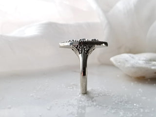 Salt & Pepper Rose Cut Diamond Trio Ring