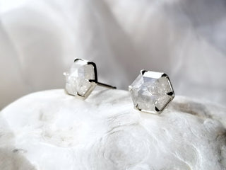 Milky White Diamond Hexagon Studs