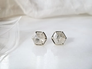 Milky White Diamond Hexagon Studs