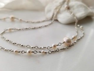 Long Thai Silver And Pearl Necklace