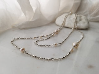 Long Thai Silver And Pearl Necklace