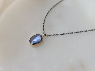 Rose Cut Blue Sapphire Necklace