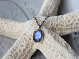 Rose Cut Blue Sapphire Necklace