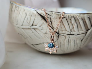 Round Teal Montana Sapphire Pendant