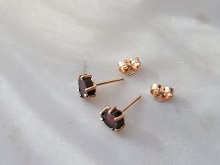 Rose Gold Watermelon Tourmaline Slice Stud Earrings