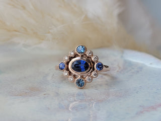 Blue Montana Sapphire and Diamond Ring