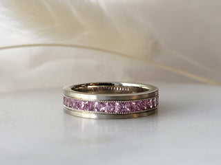 Princess Cut Pink Sapphire Band