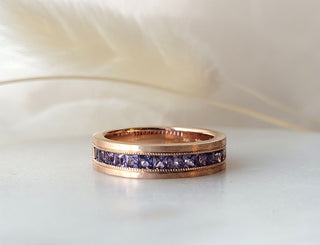 Princess Cut Purple Sapphire Band