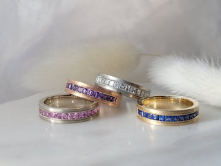 Princess Cut Purple Sapphire Band