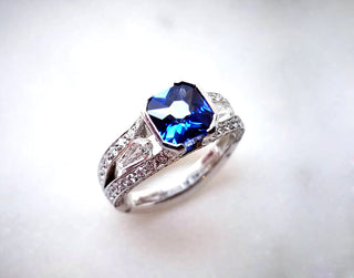 Radiant Cut Blue Sapphire Ring