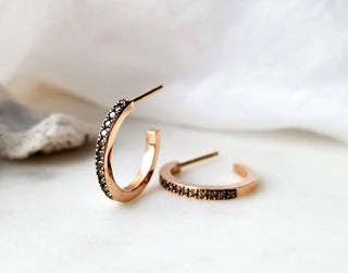 Mini Brown Diamond Hoops