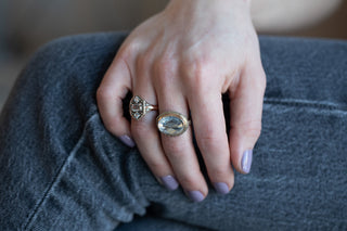 Beaded Rose Cut Diamond Trio Ring