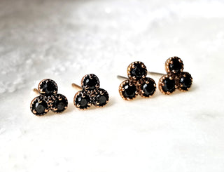 Large Black Diamond Trio Stud Earrings