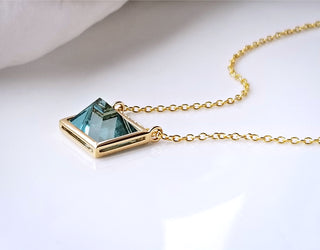 Classically Inspired Pyramid Cut Aquamarine Pendant