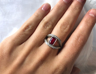 White Gold Ruby and Diamond Ring