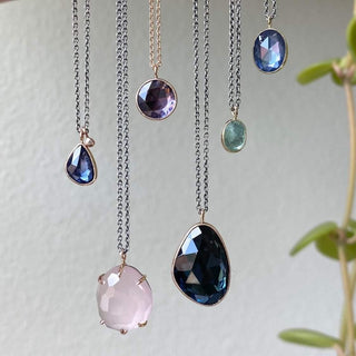 Rose Cut Blue Sapphire Necklace