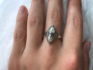 Natural White And Yellow Milky Diamond Ring