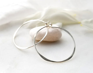 Large Round Hoop Earrings Sterling Silver