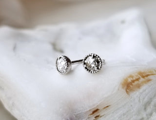 Mini Rose Cut Diamond Stud Earrings