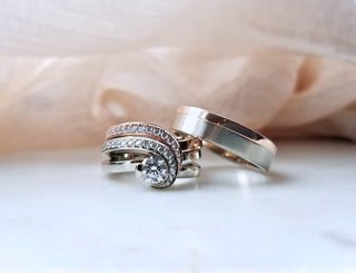 Classic Inspired Diamond Wedding Set With A Complimenting Gent's Band