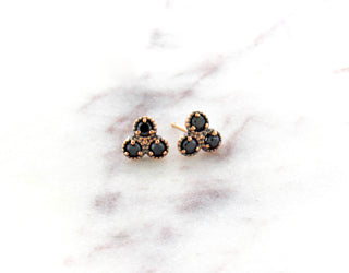 Mini Trio Black Diamond Earrings