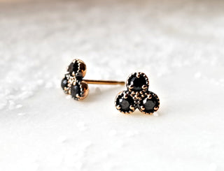 Mini Trio Black Diamond Earrings
