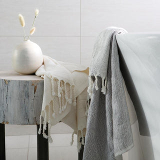 Bamboo Striped Turkish Towel - Cream