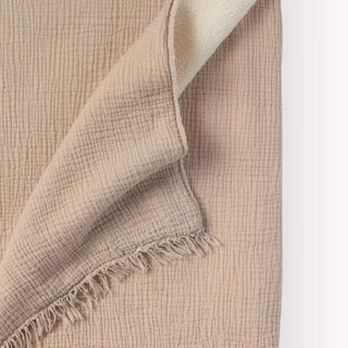 Fleece Lined Crinkle Throw - Beige