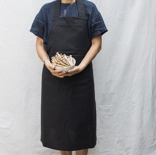 Full Linen Apron Black