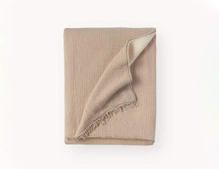 Fleece Lined Crinkle Throw - Beige