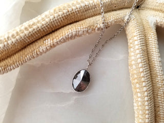 Oval Grey Salt & Pepper Diamond Pendant