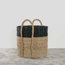 Handled Laundry Baskets - Black/Natural