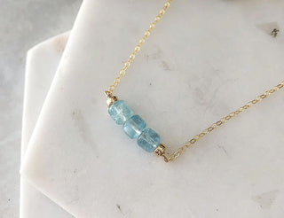Strut Jewelry Aquamarine Bar Necklace