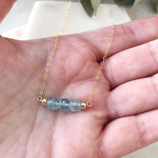 Strut Jewelry Aquamarine Bar Necklace
