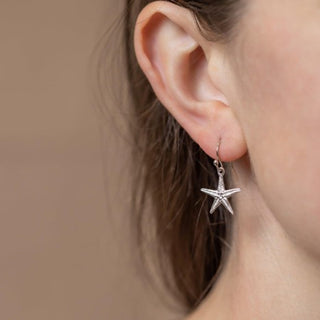Oxidized Silver Mini Starfish Earrings