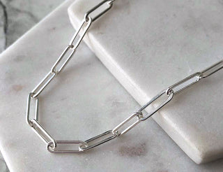 Sterling Silver Flat Link Connection Chain Necklace