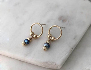 Iridescent Pearl Circle Drop Earrings